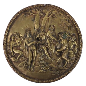 Gilt Bronze Circular Plaque of a Mythological Scene