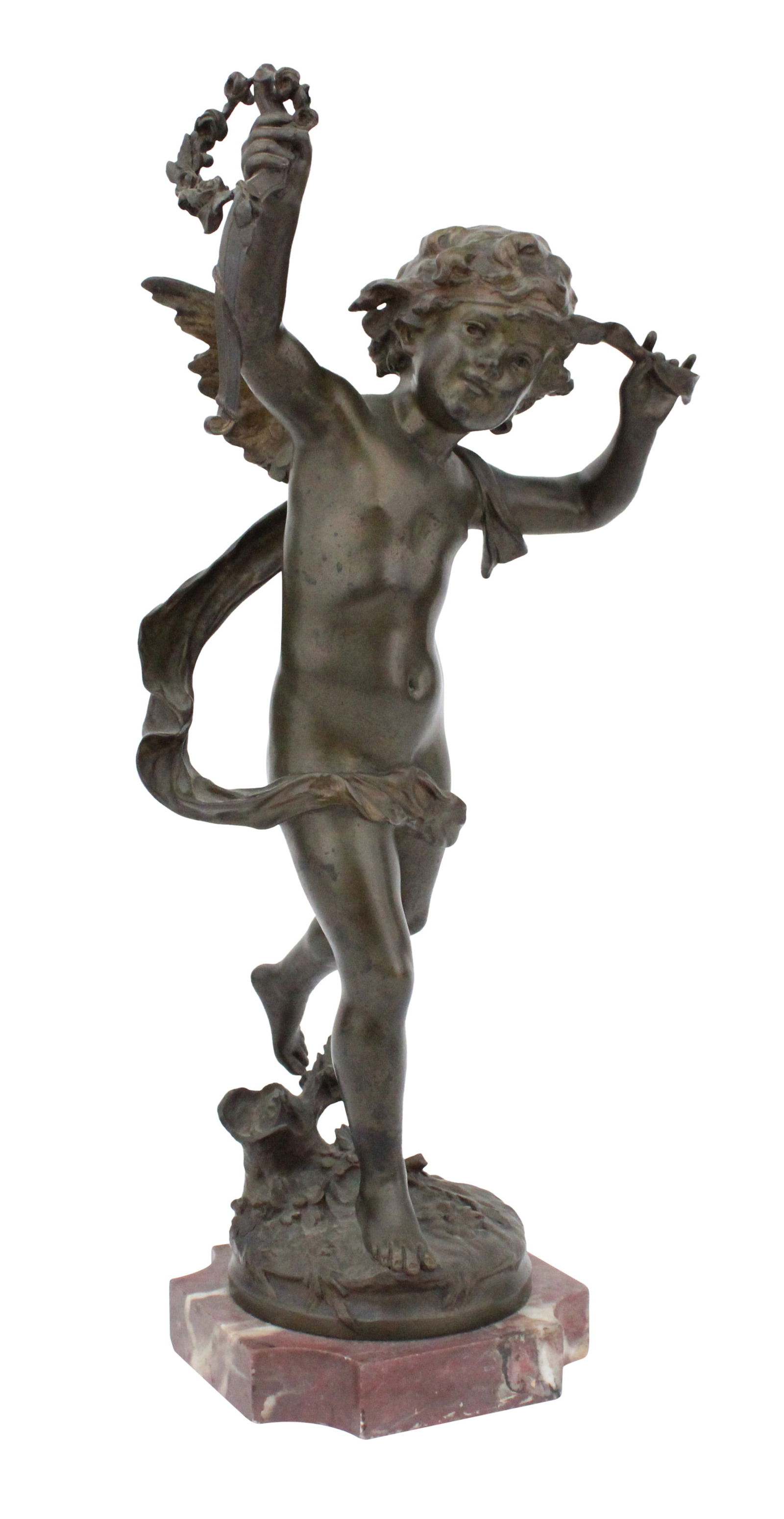 After Auguste Moreau, French 1834-1917, Cupid, Bronze Sculpture: After Auguste MoreauFrench, 1834-1917CupidBronze SculptureInscribed on base.Losses, bow broken.19 1/4 x 9 x 8 in. (48.9 x 22.9 x 20.3 cm.)