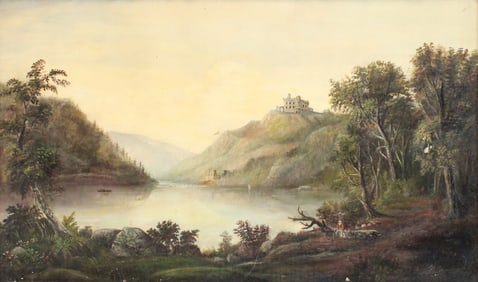 Lake with Mountains, Oil on Canvas