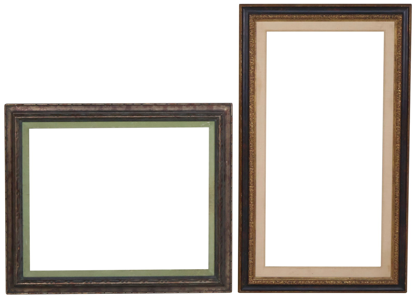 Two Contemporary Picture Frames: Two Contemporary Picture FramesOne with bronzed finish and one black and gold.Largest Sight: 38 3/4 x 19 in. (98.4 x 48.3 cm.), Frame: 47 3/4 x 28 1/4 in. (121.3 x 71.8 cm.)