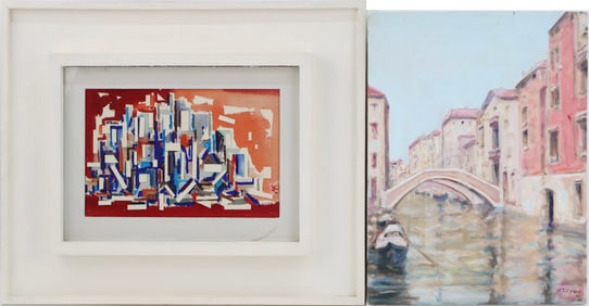Venetian Canal Scene, Oil on Canvas