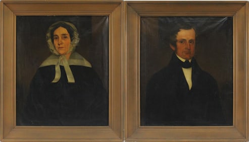 George Henry Durrie, 1820-1863, Portrait of Reverend John and Elizabeth Smock, Oil on Canvas