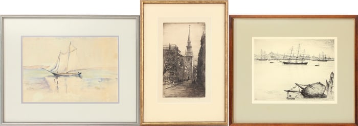 George Taylor Plowman, 1869-1932, The Old North Church and Boston Harbor, Etchings