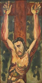 Christ on the Cross, Oil on Board