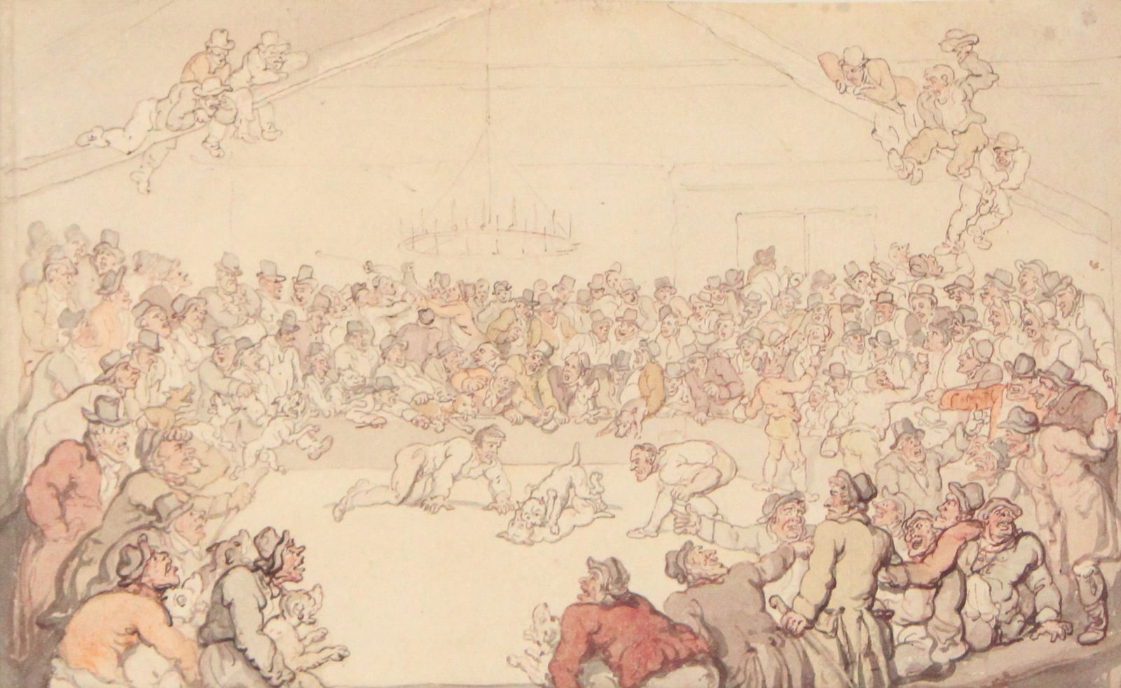 Thomas Rowlandson, British 1756-1827, Dogfight, Ink and Wash (1 of 6)
