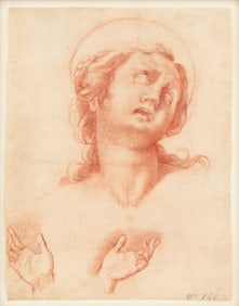 Abraham Bloemaert, 1566-1651, Head of Saint, Red Chalk on Paper