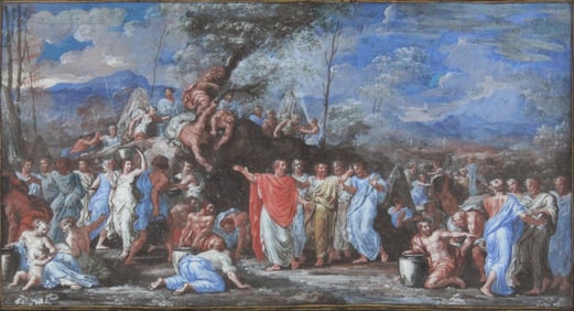 Filippo Lauri, 1623-1694, Moses Striking the Rock, Paint on Board