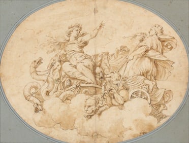 Giuliano Traballesi, 1727-1812, Ceres and Cybele, Brown Ink and Wash on Paper