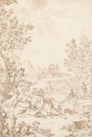 Donato Creti, 1671-1749, Sleeping Diane, Brown Ink with Buff Paper