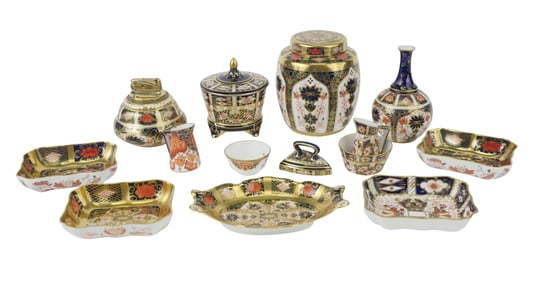 Group of Royal Crown Derby Porcelain Table Articles