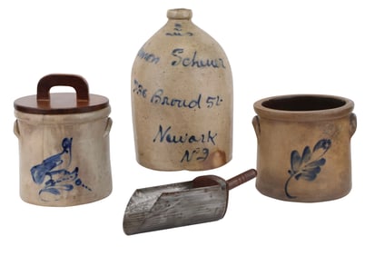 Two Stoneware Crocks and a Jug
