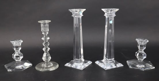 Pair of Tiffany & Co. Colorless Glass Candlesticks