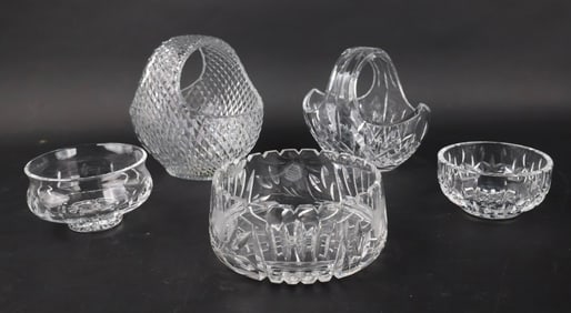 Three Watercolor Colorless Glass Candy Dishes