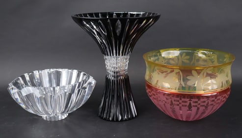 Gary Genetti Etched Art Glass Bowl