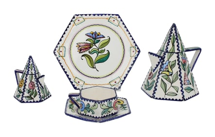 Majolica Geometric Tea Service