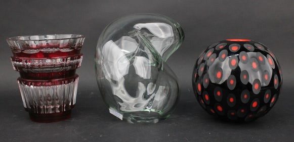 Murano Black and Red Vase