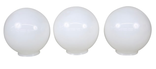 Three Large White Glass Globes