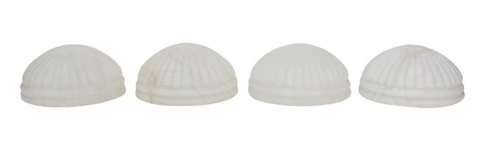 Four Alabaster Ribbed Dome Shades