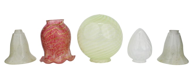 Five Art Glass Shades