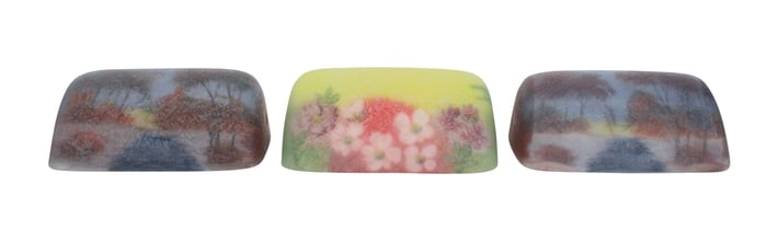 Three Hand-Painted Desk Lamp Shades