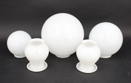 Five White Glass Shades