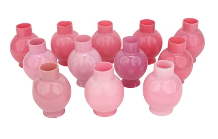 Twelve Pink Glass Shades