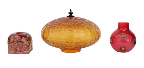 Amber Crackle Glass Light Fixture Shade
