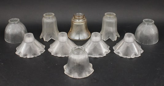 Ten Ribbed Colorless Glass Shades