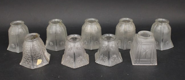 Nine Pressed Glass Shades