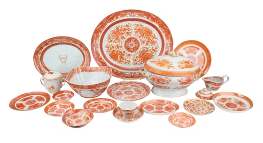 Group of Assorted Orange Fitzhugh Porcelain Dinnerware