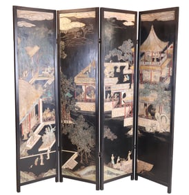 Chinese Coromandel Four Panel Screen