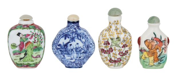 Four Porcelain Snuff Bottles