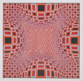 Victor Vasserely, 1906-1997, Rhapsody in Red, Serigraph