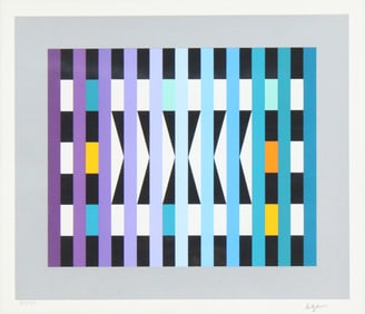 Yaacov Agam, Israeli 1928-, Sea-Rhythm-Purple, Serigraph