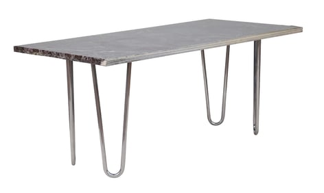 Modern Hardstone and Chrome Dining Table