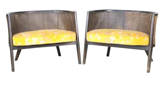 Pair of Harvey Probber Caned Back Tub Chairs