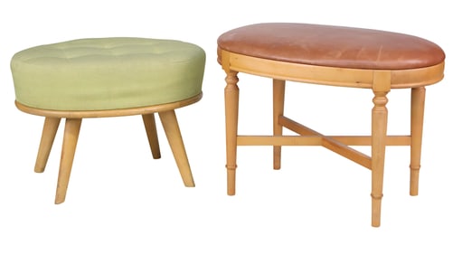 Heywood Wakefield Green-Upholstered Stool