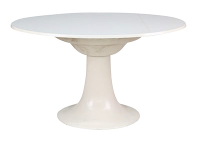 Vintage Space Age White Fiberglass Circular Dining Table