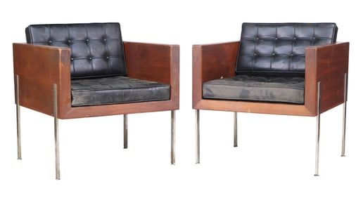 Pair of Harvey Probber Architectural Series #248 Club Chairs
