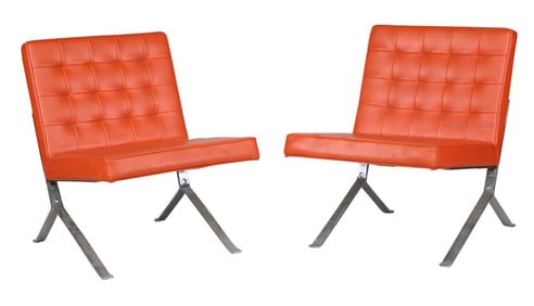 Pair of Mid-Century Modern "Barcelona" Style Chairs