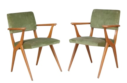 Pair of Mid-Century Modern Beechwood Armchairs