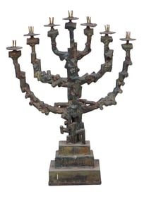 Brutalist Sculptural Menorah