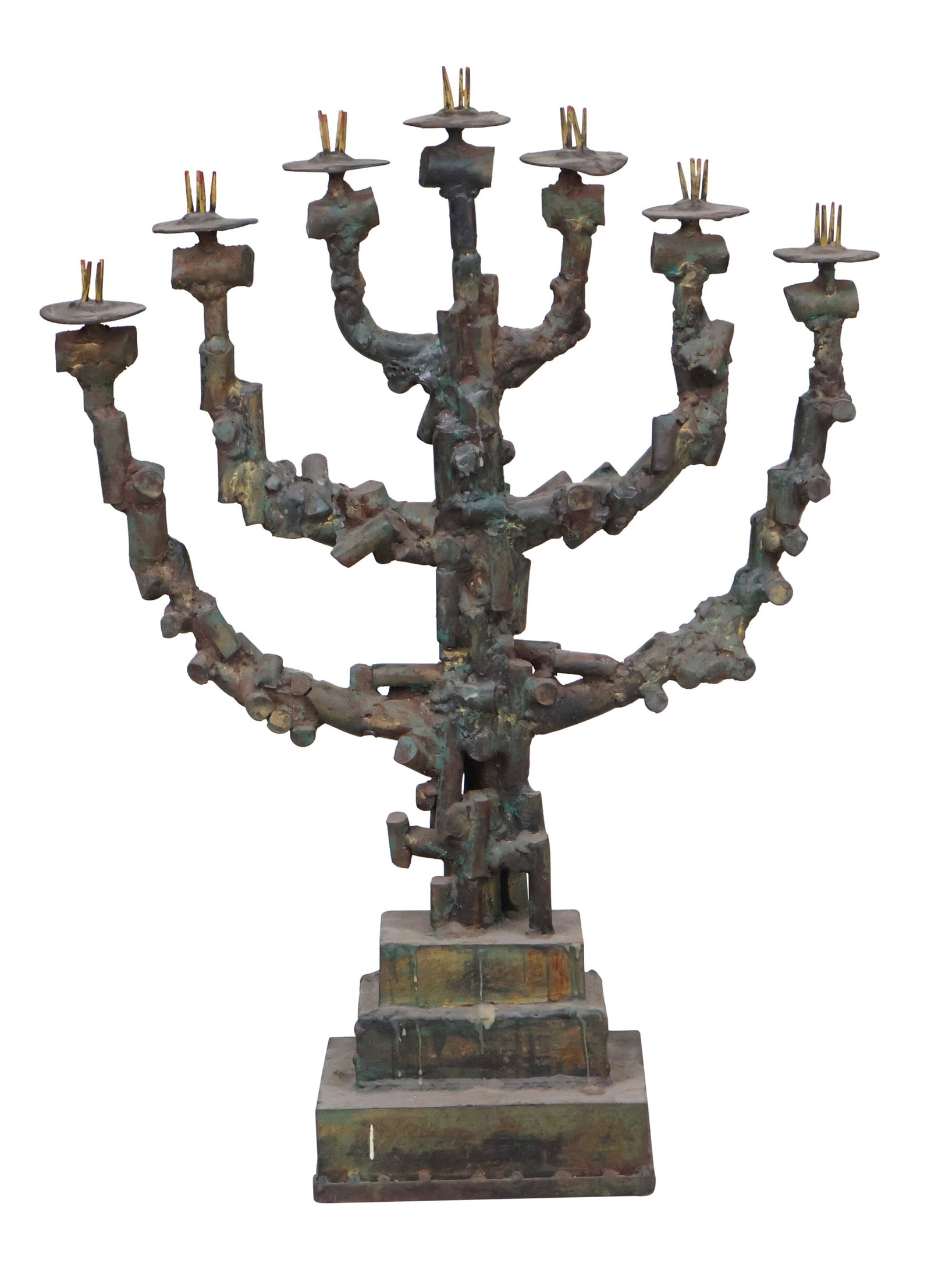 Brutalist Sculptural Menorah: Brutalist Sculptural Menorah In the style of Salvador Dali. 27 x 20 x 6 in. (68.6 x 50.8 x 15.2 cm.)