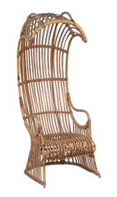 Vintage Rattan and Bamboo Porter's Chair