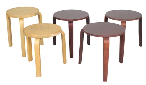 Five Similar Mid-Century Modern Stacking Stools