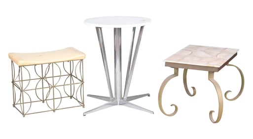 Art Deco Metal and Stone Top Low Table