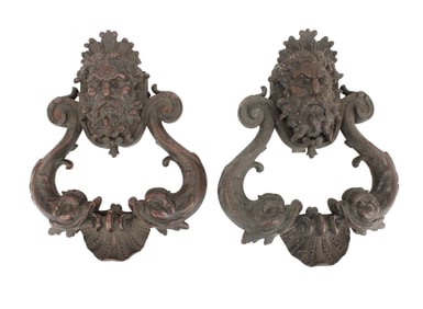 Pair of Poseidon Themed Bronze Door Knockers