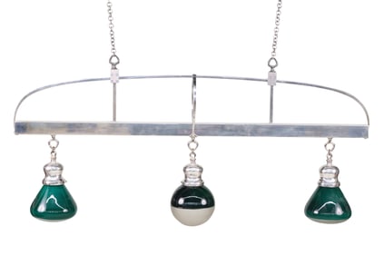 Art Deco Chrome Three Light Billiard Light