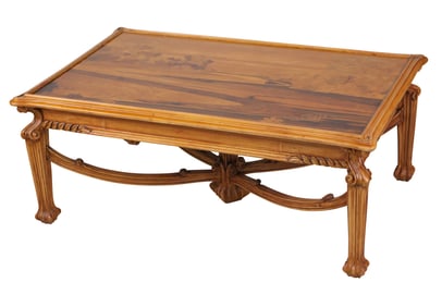 Art Nouveau Inlaid Low Table, Signed Galle