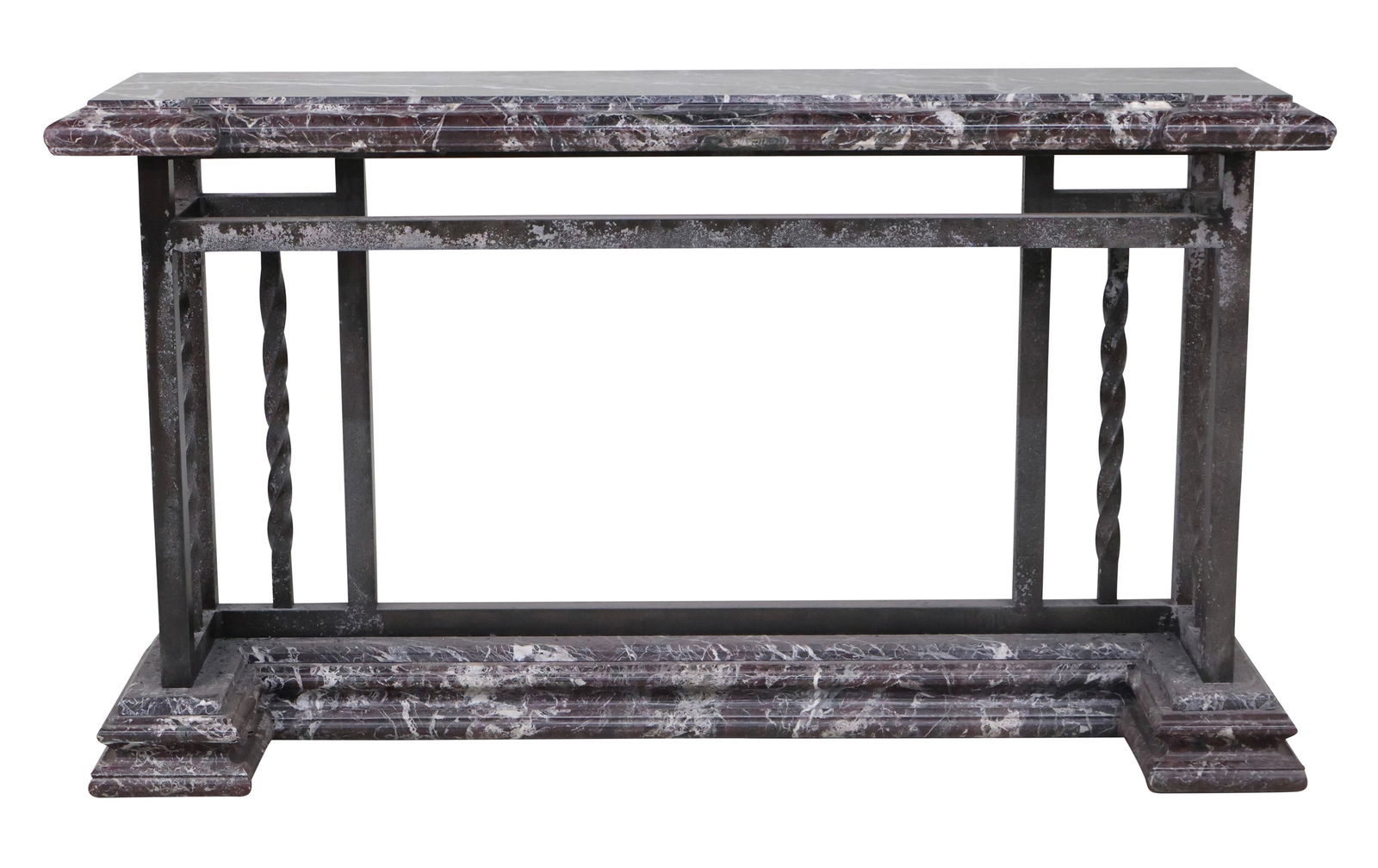Art Nouveau Marble and Black Painted Iron Console Table (1 of 18)